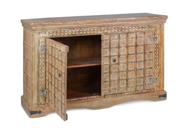 Bufet Almeria 2 Puertas Madera de Acacia Hecho a Mano 140x42x90 Cm - Moycor (6)