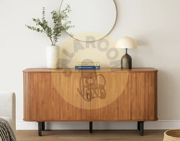 Bufet de Madera Maciza de Acacia Hecho a Mano, con Patas de Hierro - 180 cm-MOVIL (1)