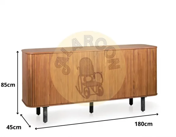 Bufet de Madera Maciza de Acacia Hecho a Mano, con Patas de Hierro - 180 cm-MOVIL (2)