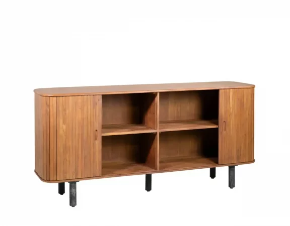 Bufet de Madera Maciza de Acacia Hecho a Mano, con Patas de Hierro - 180 cm-MOVIL (6)