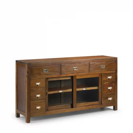 Bufet de Madera de Caoba con 9 Cajones y 2 Puertas Correderas Modelo Flamingo 150x40x80 Cm - Moycor (1)