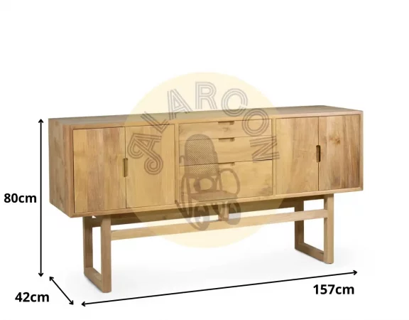 Bufet de Madera de Teca Maciza Hecho a Mano - 157x42x80 cm-MOVIL (3)