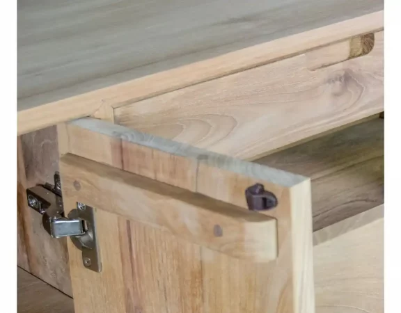 Bufet de Madera de Teca Maciza Hecho a Mano - 157x42x80 cm-MOVIL (4)