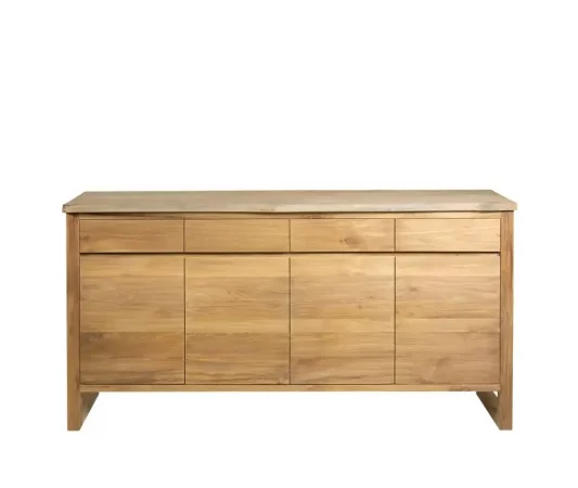 Bufet de Madera de Teca Maciza Hecho a Mano, Sin Montaje, Estilo Natural - 170x45x90 cm-MOVIL (4)