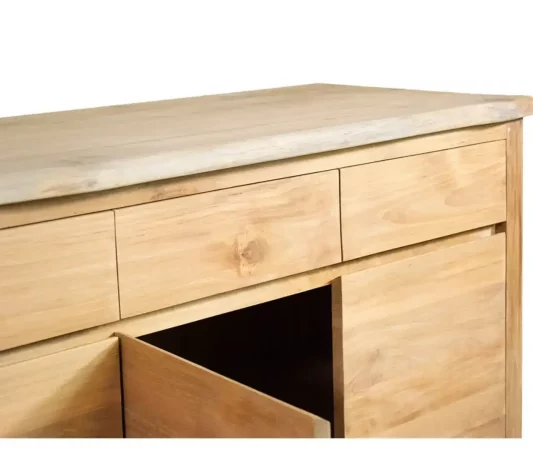 Bufet de Madera de Teca Maciza Hecho a Mano, Sin Montaje, Estilo Natural - 170x45x90 cm-MOVIL (5)