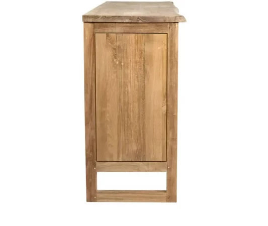 Bufet de Madera de Teca Maciza Hecho a Mano, Sin Montaje, Estilo Natural - 170x45x90 cm-MOVIL (6)