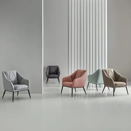 Butaca Tapizada Color Coral Patas Metal Negro Modelo Kyoto - Somcasa (7)