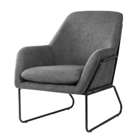 Butaca Tapizada Gris Oscuro Estructura Metal Negro Modelo Budapest - Somcasa (1)