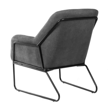 Butaca Tapizada Gris Oscuro Estructura Metal Negro Modelo Budapest - Somcasa (2)