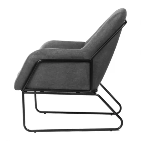Butaca Tapizada Gris Oscuro Estructura Metal Negro Modelo Budapest - Somcasa (3)