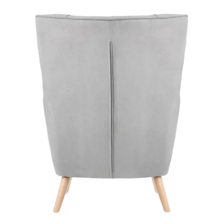 Butaca Tapizada Tela Color Gris Claro Patas Madera Natural Modelo Múnich - SomCasa (5)