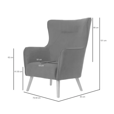 Butaca Tapizada Tela Color Gris Claro Patas Madera Natural Modelo Múnich - SomCasa (9)