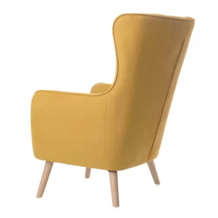 Butaca Tapizada Tela Color Mostaza Patas Madera Natural Mod. Munich 76'5x83x101 – Somcasa (2)
