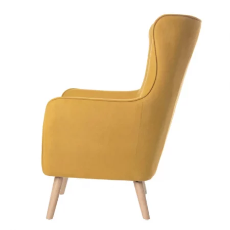 Butaca Tapizada Tela Color Mostaza Patas Madera Natural Mod. Munich 76'5x83x101 – Somcasa (3)