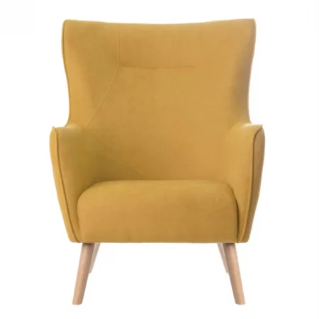 Butaca Tapizada Tela Color Mostaza Patas Madera Natural Mod. Munich 76'5x83x101 – Somcasa (4)