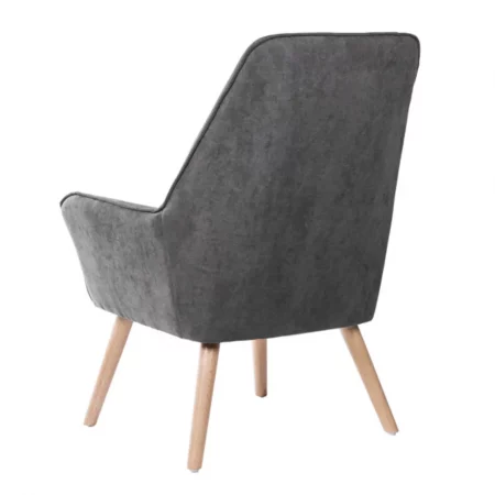 Butaca Tapizada Tela Gris Oscuro Patas Madera Natural Modelo Bruges - Somcasa (2)