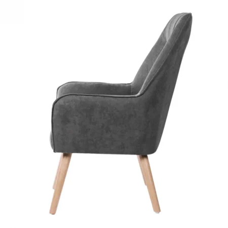 Butaca Tapizada Tela Gris Oscuro Patas Madera Natural Modelo Bruges - Somcasa (3)