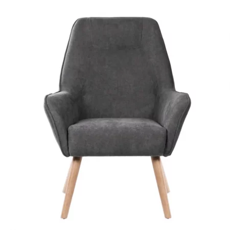 Butaca Tapizada Tela Gris Oscuro Patas Madera Natural Modelo Bruges - Somcasa (4)