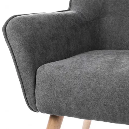 Butaca Tapizada Tela Gris Oscuro Patas Madera Natural Modelo Bruges - Somcasa (5)