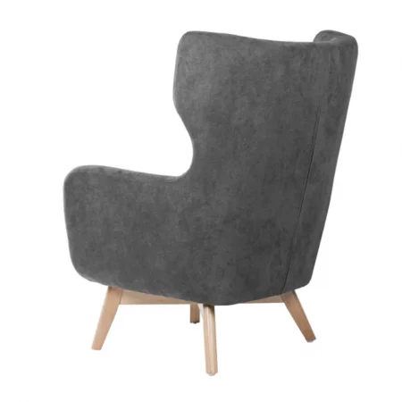 Butaca Tapizada Tela Gris Oscuro Patas Madera Natural Modelo Lisboa - Somcasa (2)