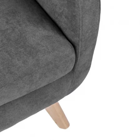 Butaca Tapizada Tela Gris Oscuro Patas Madera Natural Modelo Lisboa - Somcasa (6)