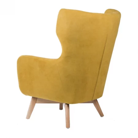 Butaca Tapizada Tela Mostaza Patas Madera Natural Modelo Lisboa - SomCasa (2)