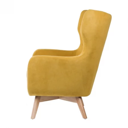 Butaca Tapizada Tela Mostaza Patas Madera Natural Modelo Lisboa - SomCasa (3)