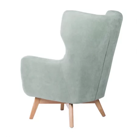 Butaca Tapizada Tela Verde Menta Patas Madera Natural Modelo Lisboa - Somcasa (2)