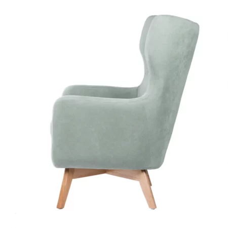 Butaca Tapizada Tela Verde Menta Patas Madera Natural Modelo Lisboa - Somcasa (3)