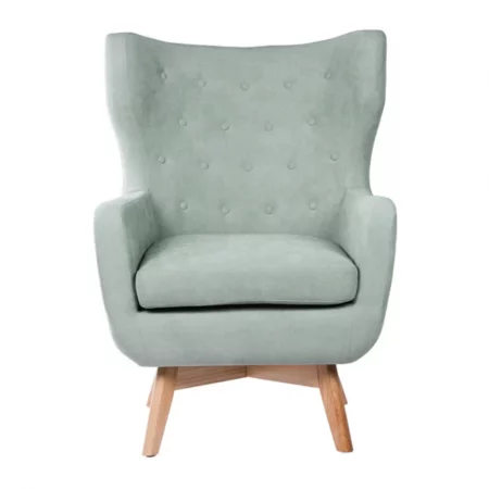 Butaca Tapizada Tela Verde Menta Patas Madera Natural Modelo Lisboa - Somcasa (4)