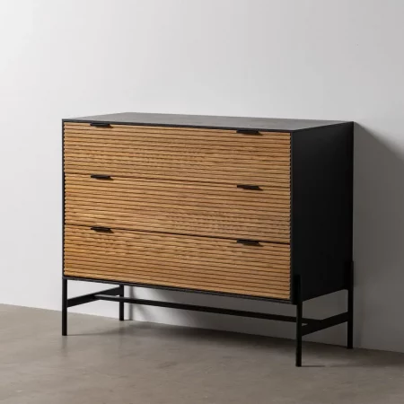 CÓMODA NEGRO-NATURAL DM-MADERA 104 X 40 X 81,50 CM-1