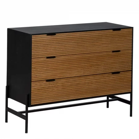 CÓMODA NEGRO-NATURAL DM-MADERA 104 X 40 X 81,50 CM-2
