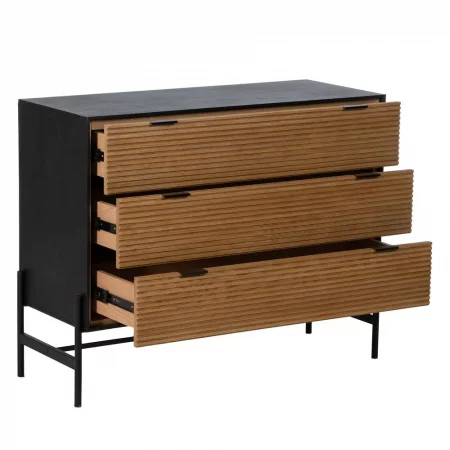 CÓMODA NEGRO-NATURAL DM-MADERA 104 X 40 X 81,50 CM-3