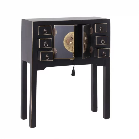 CONSOLA 2 PUERTAS Y 6 CAJONES NEGRO 63 X 26 X 80 CM IXIA1