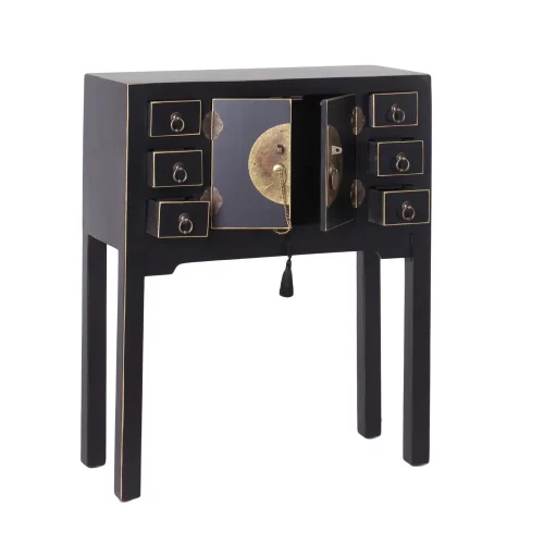 CONSOLA 2 PUERTAS Y 6 CAJONES NEGRO 63 X 26 X 80 CM IXIA1