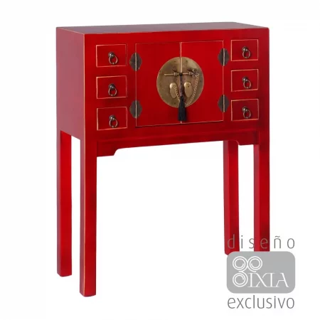 CONSOLA 2 PUERTAS Y 6 CAJONES ROJO 63 X 26 X 80 CM IXIA