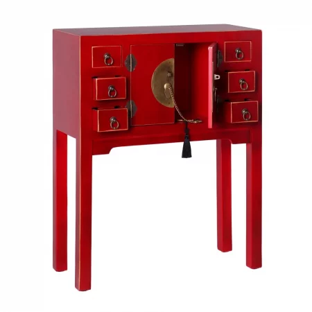 CONSOLA 2 PUERTAS Y 6 CAJONES ROJO 63 X 26 X 80 CM IXIA1