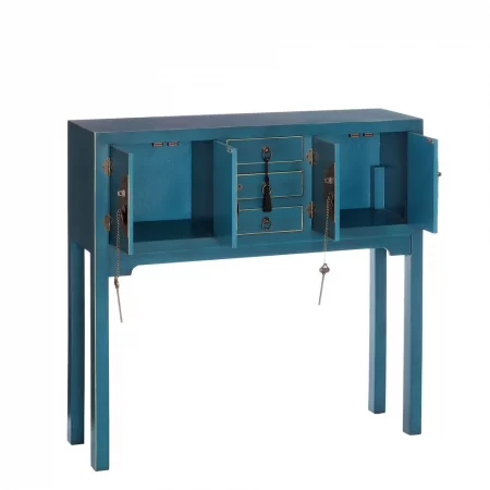 CONSOLA 4 PUERTAS Y 3 CAJONES AZUL DM 95 X 26 X 90 CM IXIA