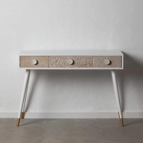 CONSOLA BLANCO-NATURAL MADERA DE PINO 110 X 40 X 77 CM IXIA