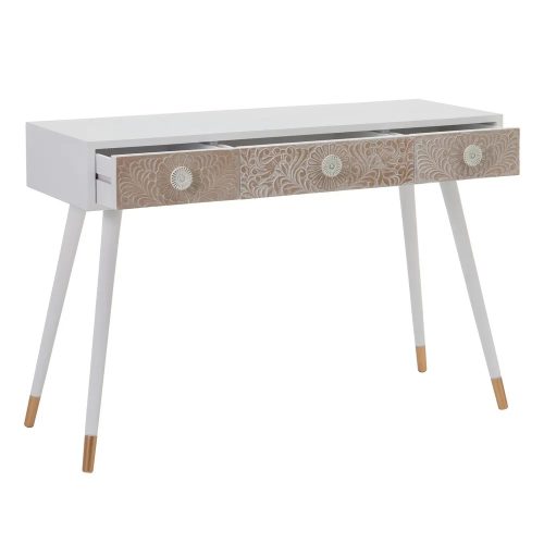 CONSOLA BLANCO-NATURAL MADERA DE PINO 110 X 40 X 77 CM IXIA1