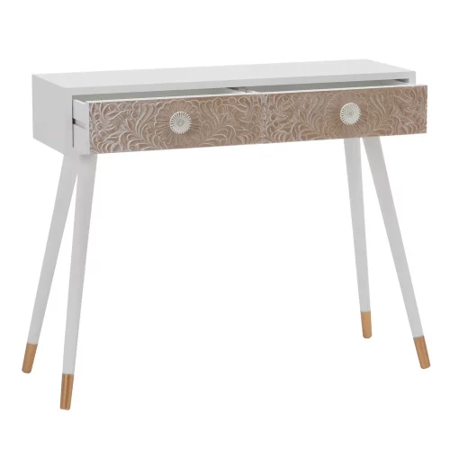 CONSOLA BLANCO-NATURAL MADERA DE PINO 90 X 40 X 77 CM IXIA2
