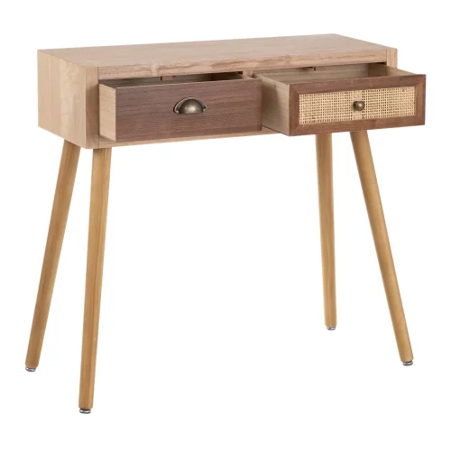 CONSOLA CREMA-NATURAL MADERA-RATÁN 80 X 30 X 78 CM IXIA2