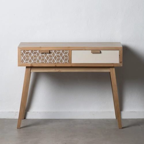 CONSOLA GEOMÉTRICO NATURAL-BLANCO 95 X 40 X 75 CM IXIA