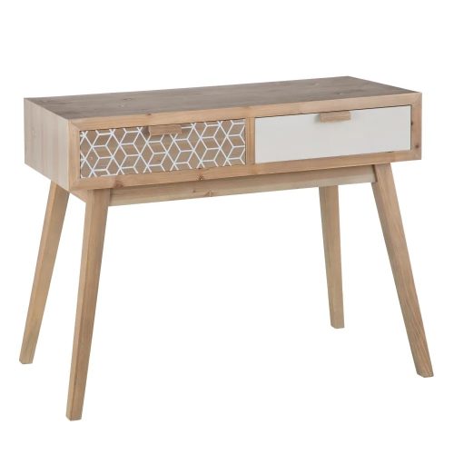 CONSOLA GEOMÉTRICO NATURAL-BLANCO 95 X 40 X 75 CM IXIA1