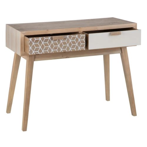 CONSOLA GEOMÉTRICO NATURAL-BLANCO 95 X 40 X 75 CM IXIA2