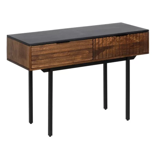 CONSOLA MARRÓN-NEGRO MADERA-HIERRO 110 X 40 X 76 CM-2