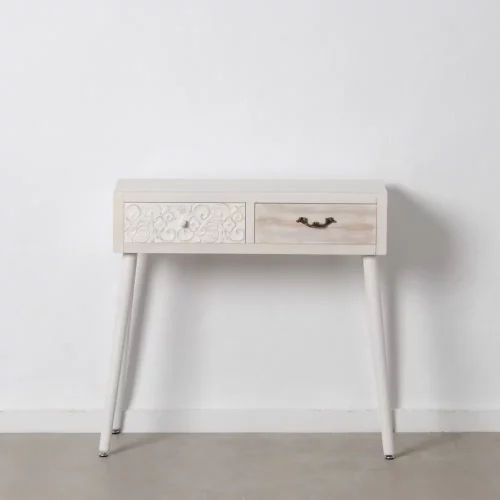 CONSOLA NATURAL-BLANCO MADERA DE ABETO 80 X 30 X 78 CM IXIA