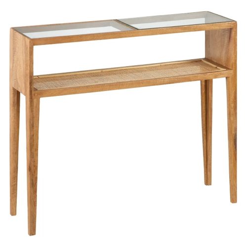 CONSOLA NATURAL MADERA-RATÁN SALÓN 90 X 25 X 80 CM IXIA1
