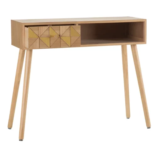 CONSOLA NATURAL-ORO MADERA PAULONIA 89 X 30 X 78,50 CM IXIA2