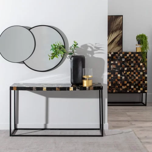 CONSOLA NEGRO CUERNO DECORACIÓN 140 X 35 X 75 CM IXIA7